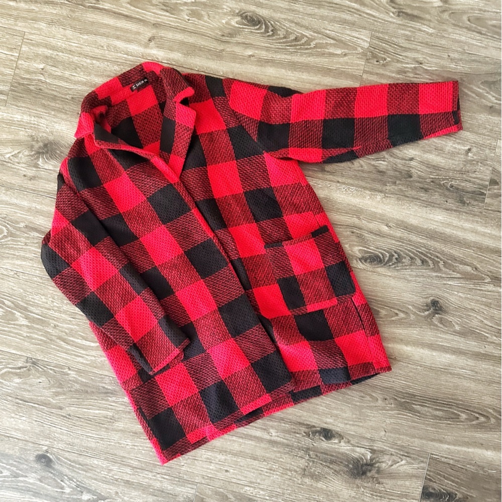 Shein Red and Black Buffalo Plaid Jacket
